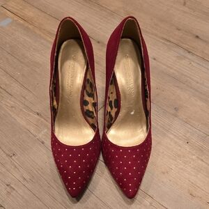 Christian Siriano Burgundy Heels with Gold Accents